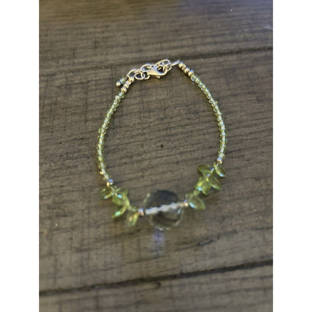 Sterling Silver Peridot Quartz Bracelet 8.1g
